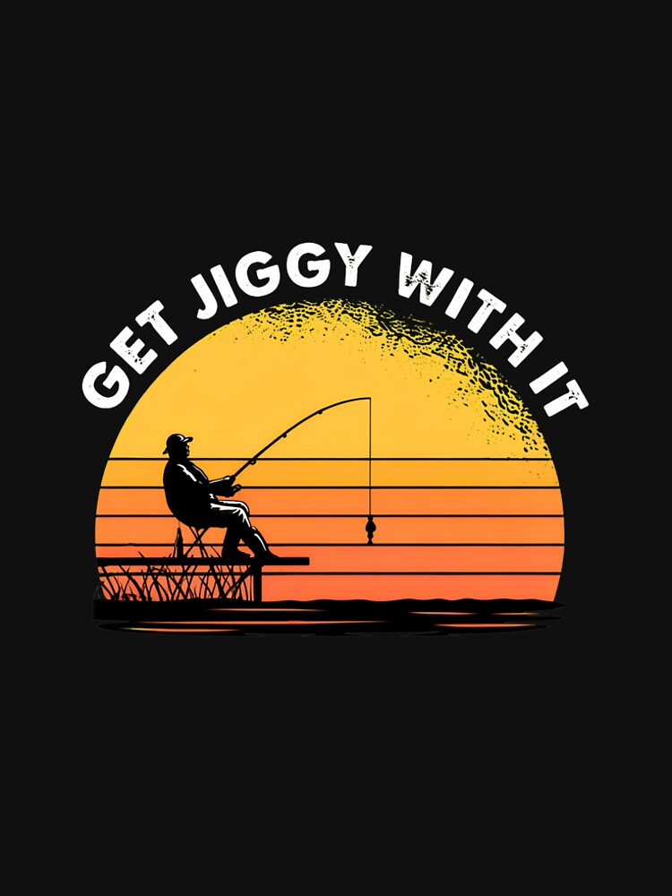 Get Jiggy With It Fishing Sunset Retro Graphic by mppjtungo