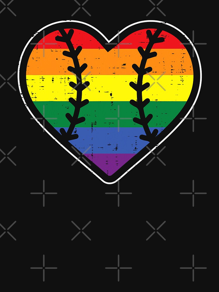 Baseball Heart Sport LGBTQ Rainbow Flag Gay Pride Ally by MichelSorour
