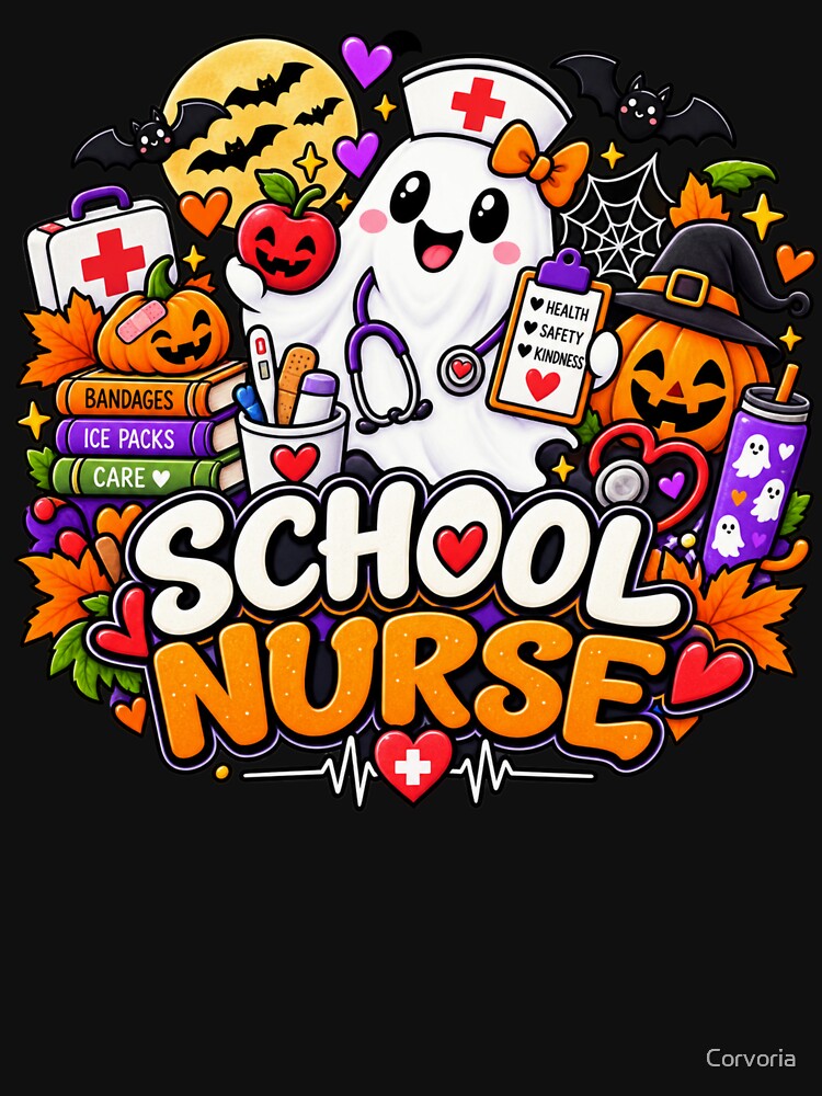 School Nurse Halloween Gift Cute Ghost Nurse Style by Corvoria