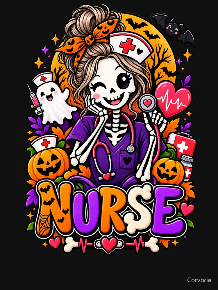 Nurse Halloween Skeleton Nurse Gift Cute Spooky Style by Corvoria