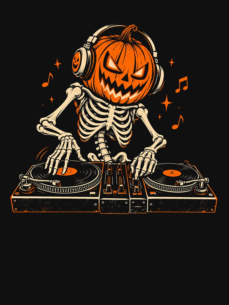 Rock On Pumpkin Head Skeleton – Funny Halloween Design by WILLIAMS-BR