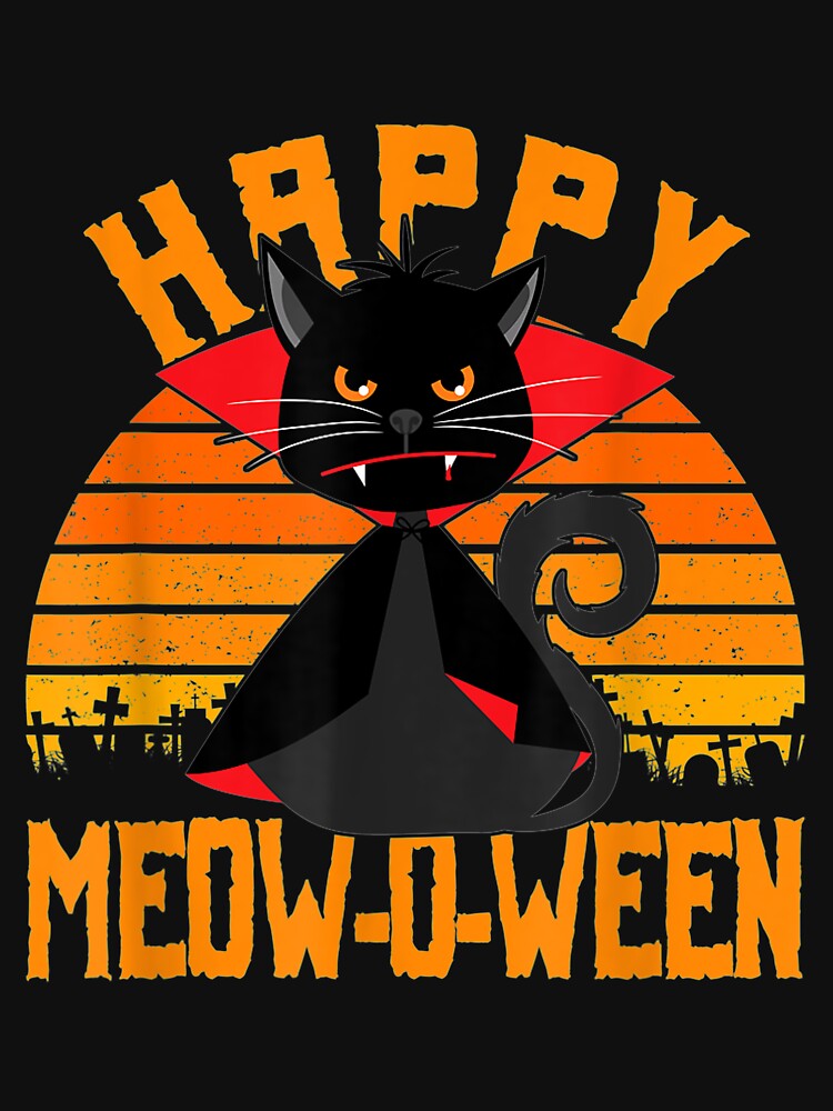 Halloween Vampire Black Cat Meow O Ween by tichtodhe