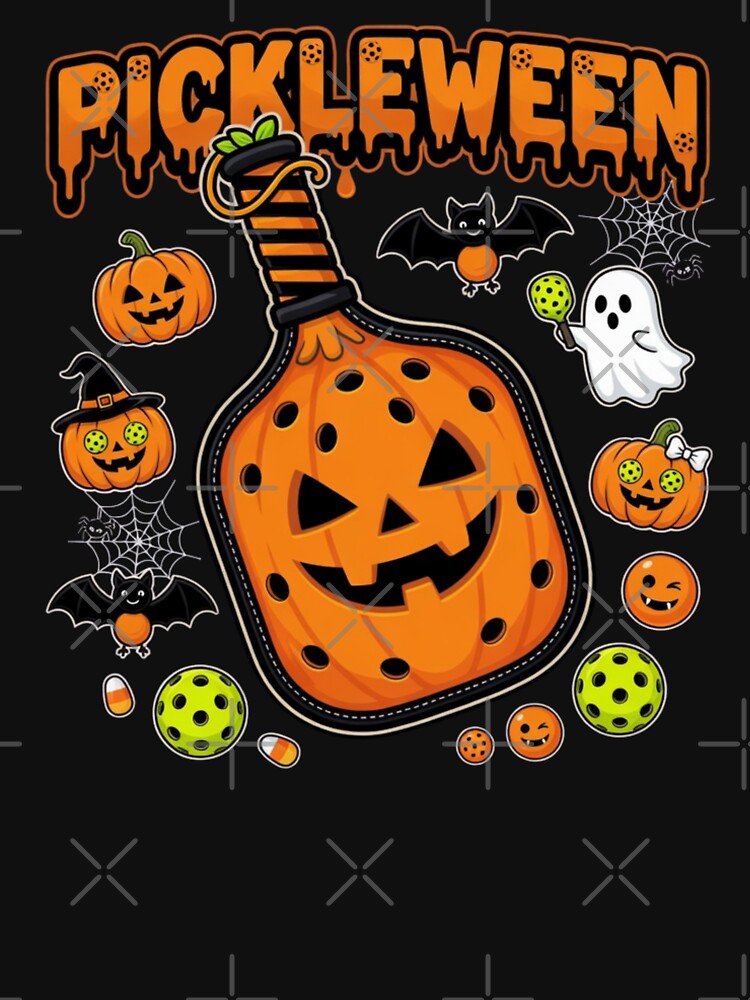 Pickleween Pickleball Pumpkin Halloween Paddle by CF_VintageDesign