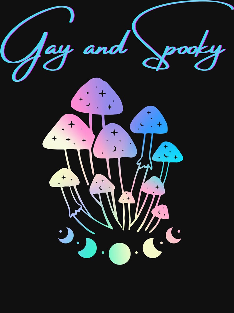 Gay and spooky rainbow mushrooms and moon phases by Infuriating