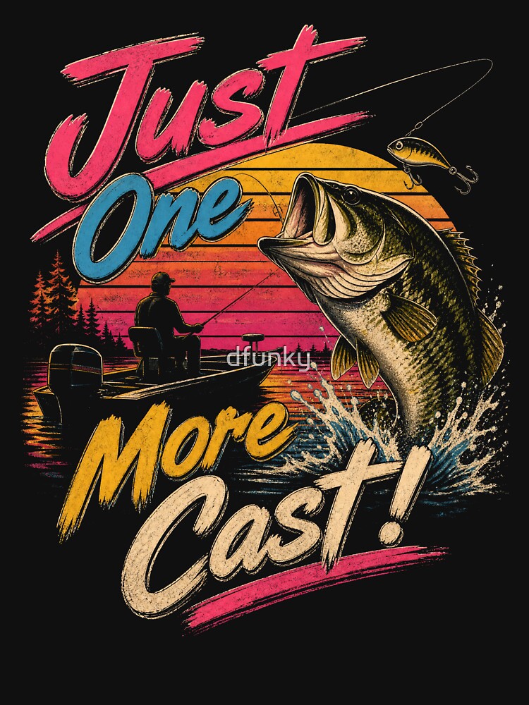 Retro 80s Bass Fishing, Funny Largemouth Angler by dfunky
