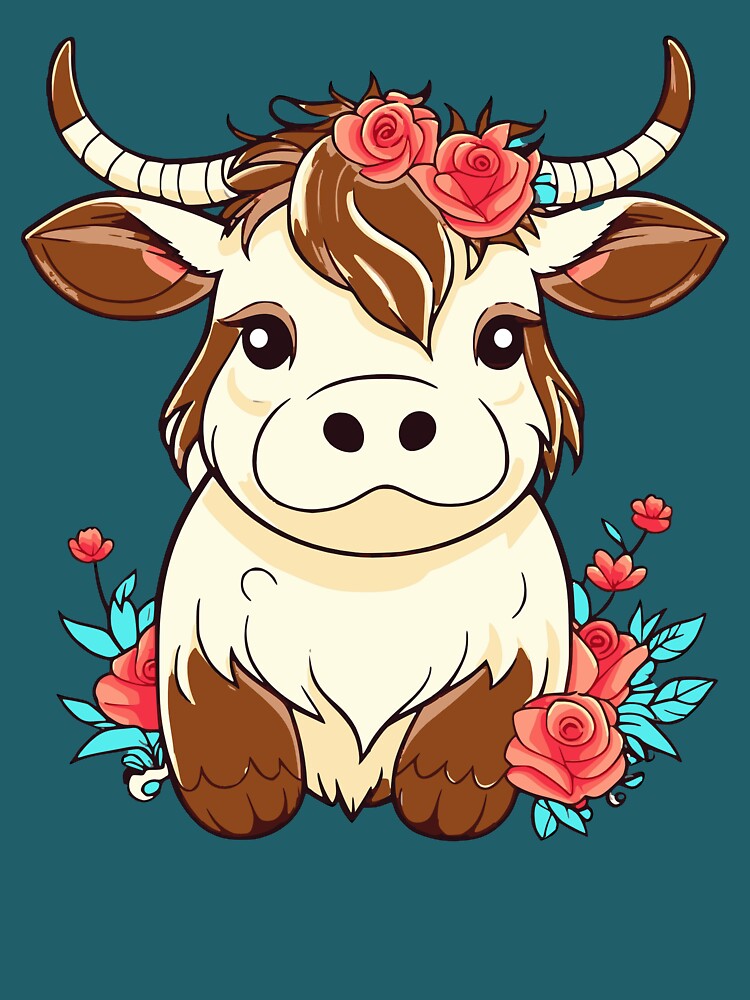 Cute Highland Cow with Roses by DT creations