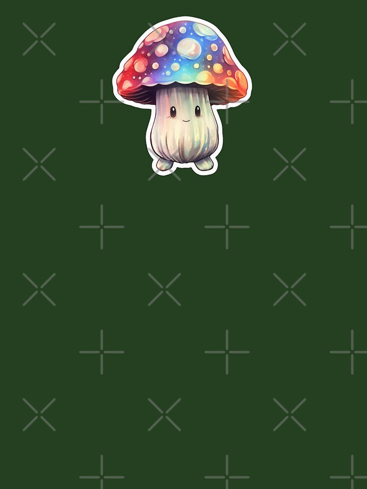 Colourful Kawaii Mushroom | Green Watercolour | Happy, Anime, Cute, Nature, Woods, Forest by FantasySoul