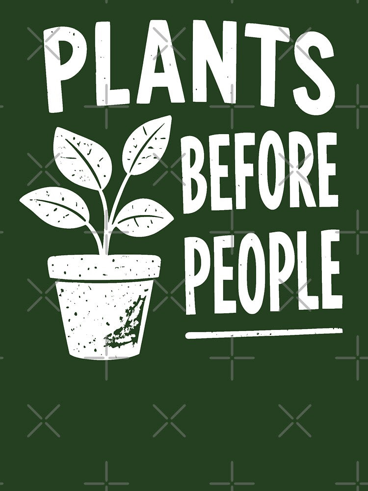 Plants before people funny gardening vintage retro eroded green thumbs design black by bard-art