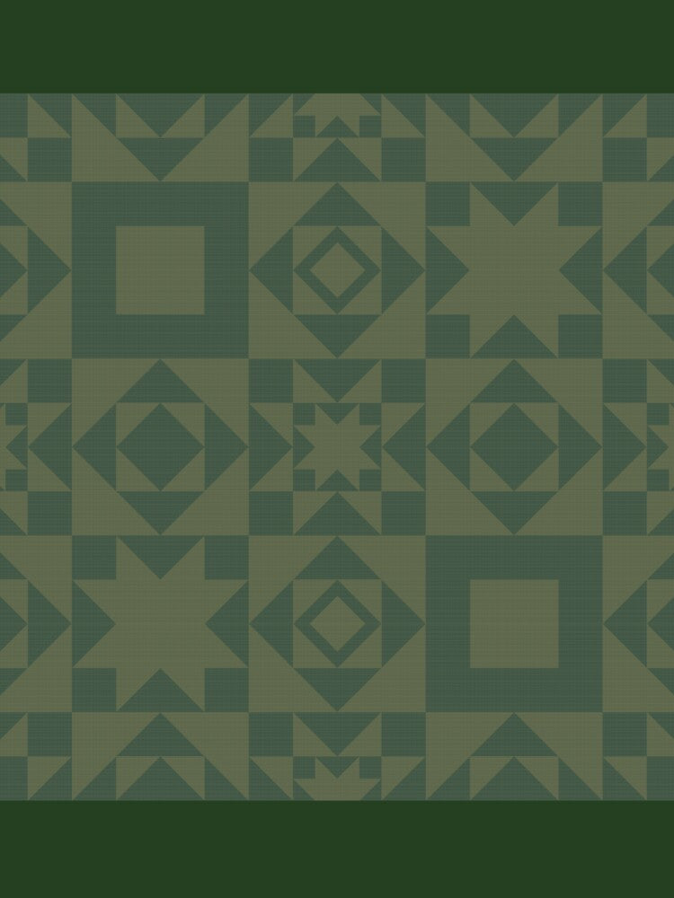 Autumnal Farmhouse Quilt in Tonal Green by YesterdayColl