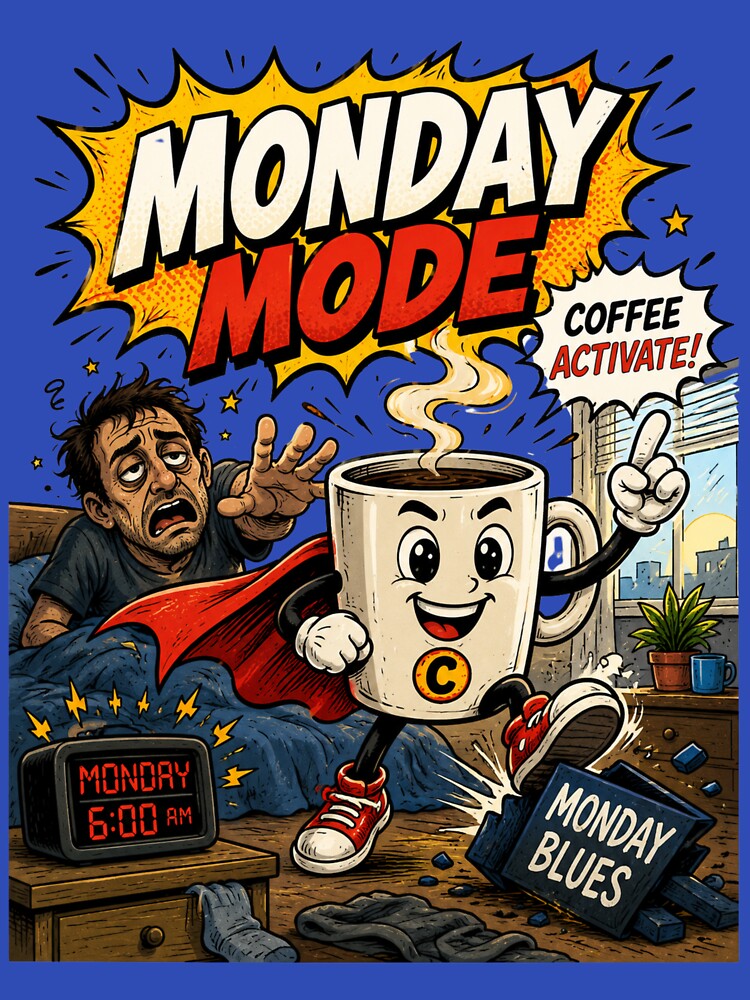 Monday Mode – Funny Comics Design by Mac Sketches