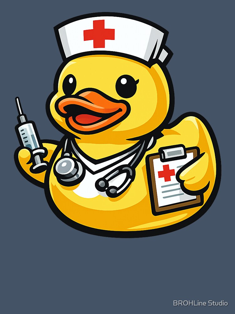 Funny Nurse Rubber Duck Cartoon Medical Nurse Duck by BROHLine Studio