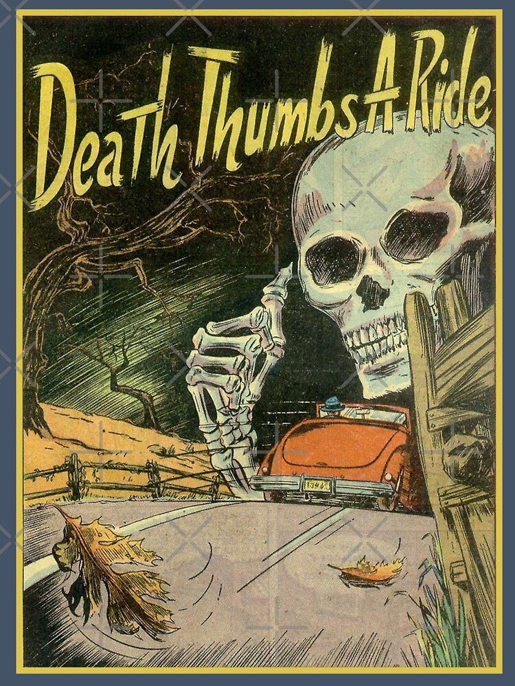 Vintage Death Thumbs Ride Retro Halloween Poster Gift by TheAplus