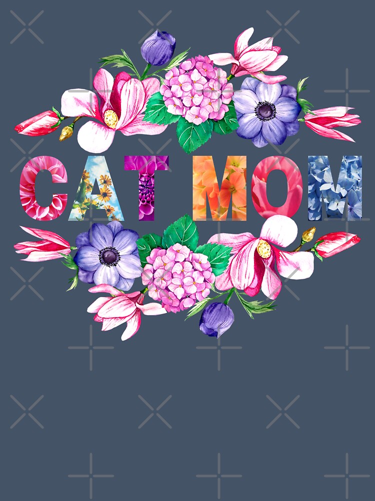 Cat Mom Floral Lettering Design - Perfect Mother's Day Gift for Cat Mom | Beautiful Flowers Filled Patterned Letters by Pawfect-Purr