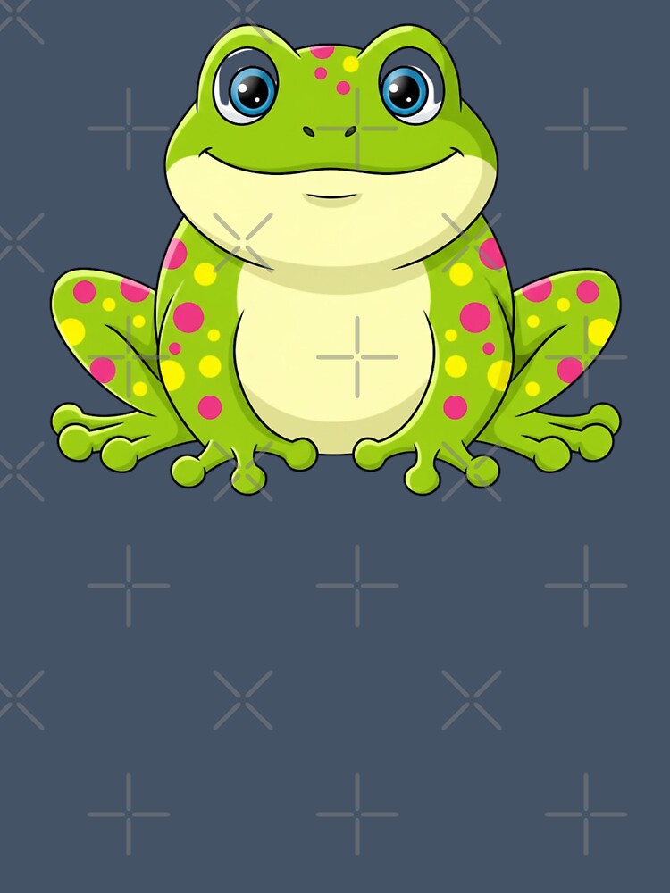 Cute Kawaii Spotted Frog Big Eyes Pink Green Cartoon by anandsiva2703