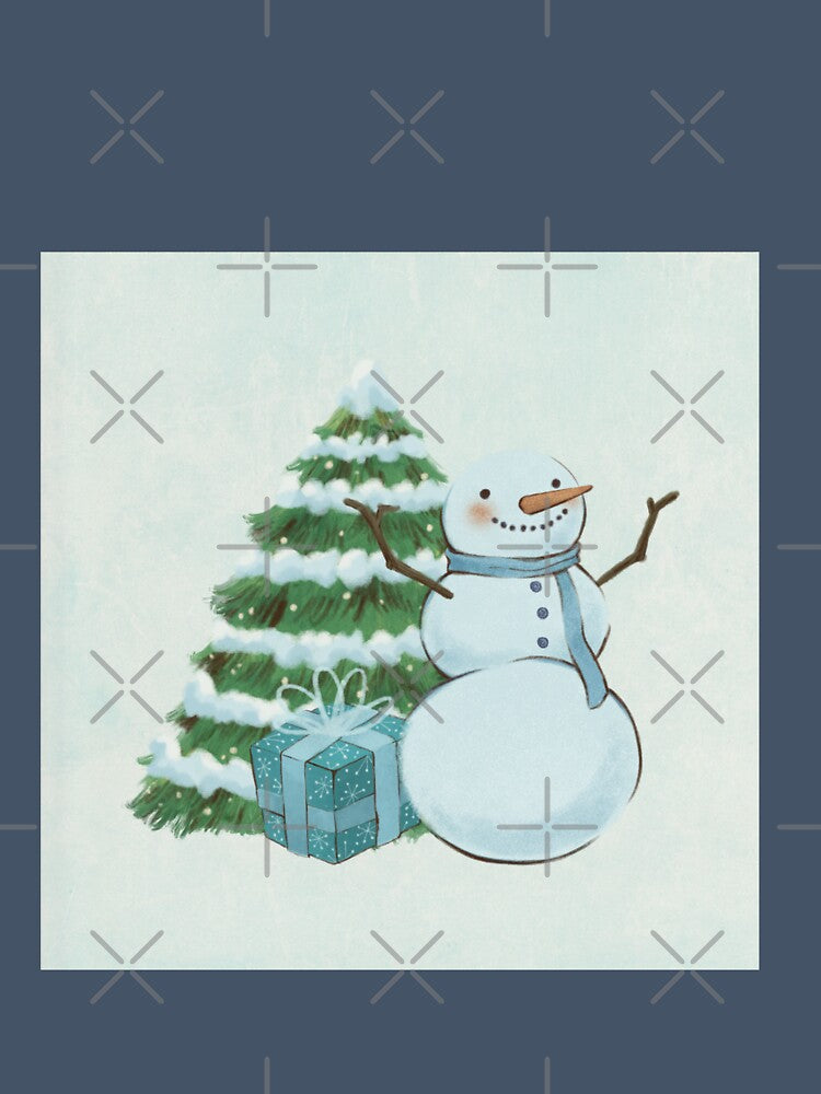 Cute and Funny Snowman, Christmas Tree Holiday Pattern, Christmas Theme by silviaol