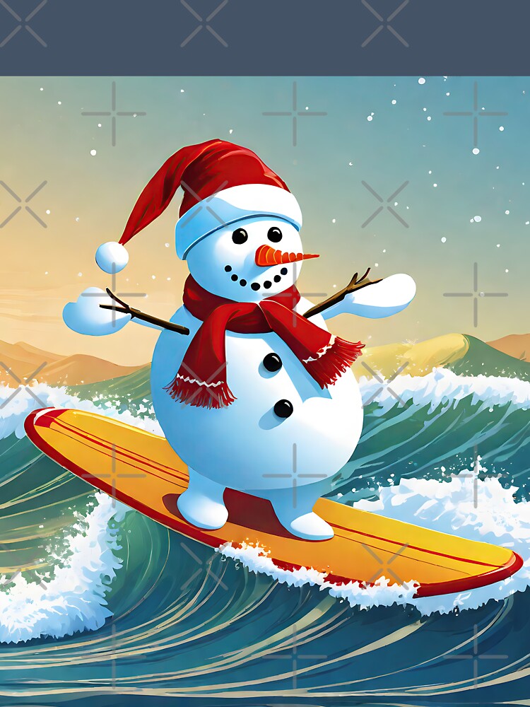 Snowman Surfer #1  On Vacation - Stoked Frosty Glide by Artekinium