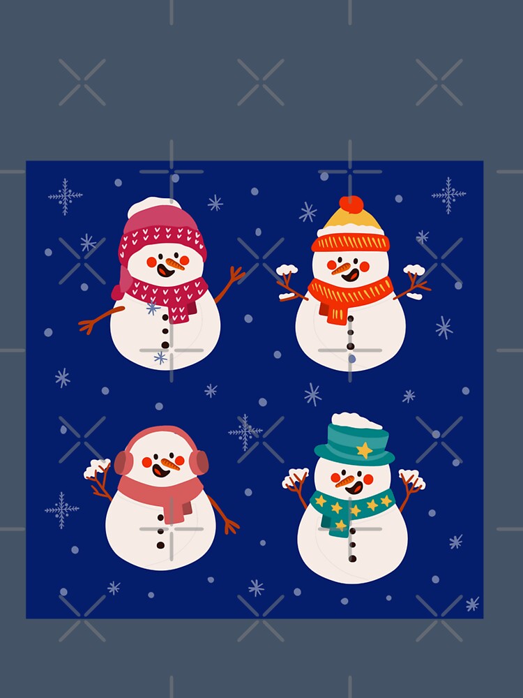 Christmas Snowmen Snowflakes Pattern. Cute and Funny Snowmen on Blue. Holiday Pattern by silviaol