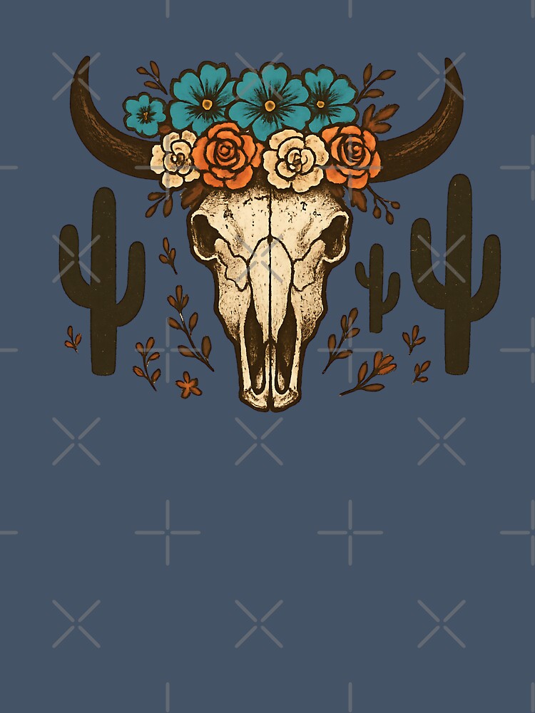Bull Skull and flowers - cute western by EliteShadow
