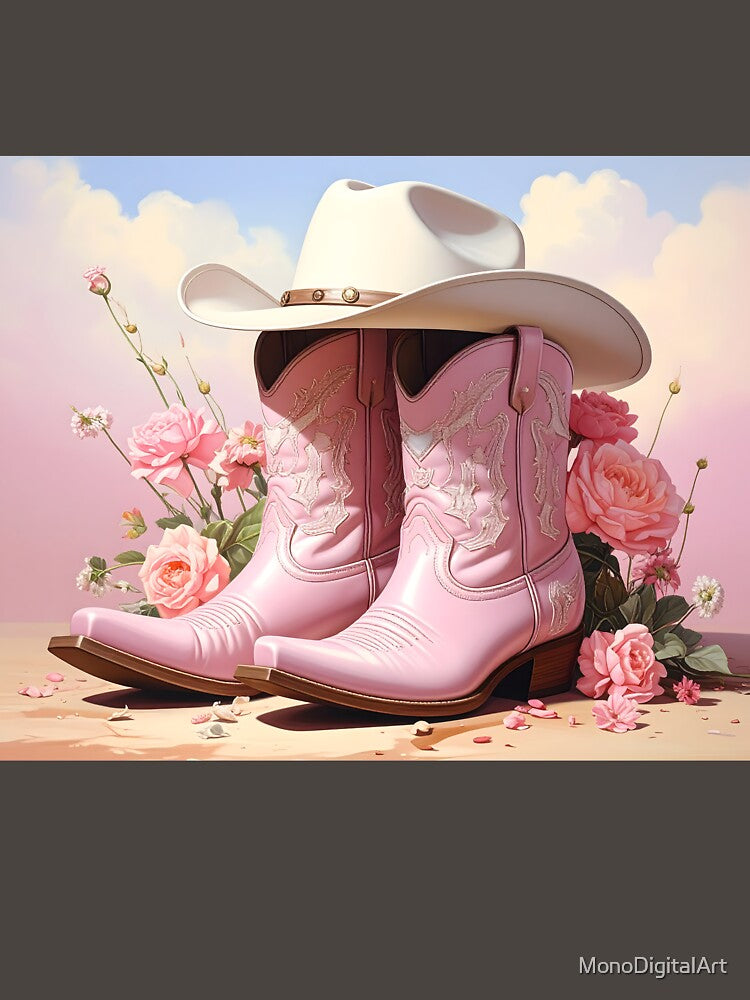 Beautiful cowgirl boots in pink tone_AI by MonoDigitalArt