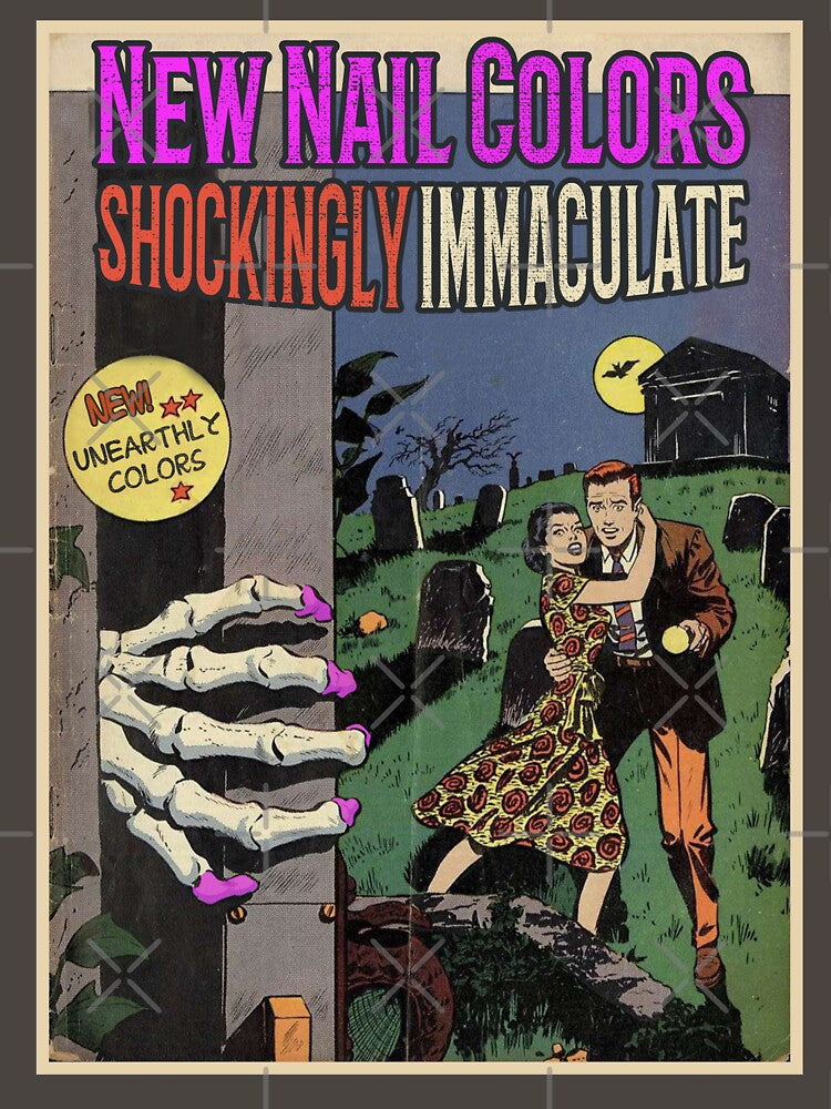 Vintage Nail Color Laquer Retro Horror Poster Skeleton Graveyard Gift by TheAplus