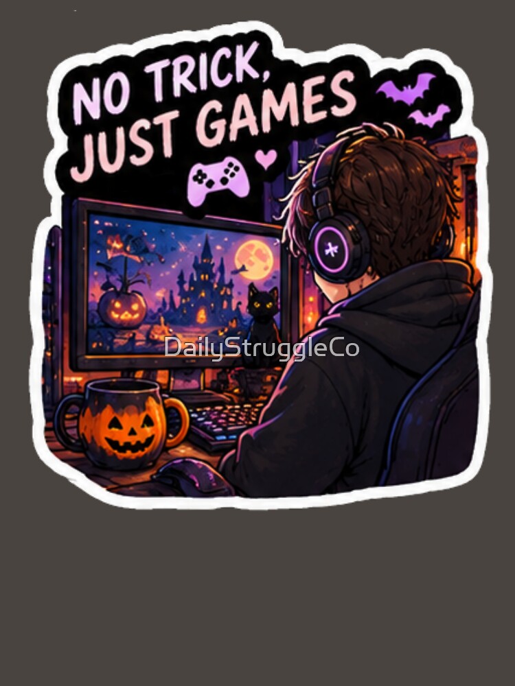No Trick Just Games Gamer Design | PRO Gamer Club Halloween Setup by DailyStruggleCo