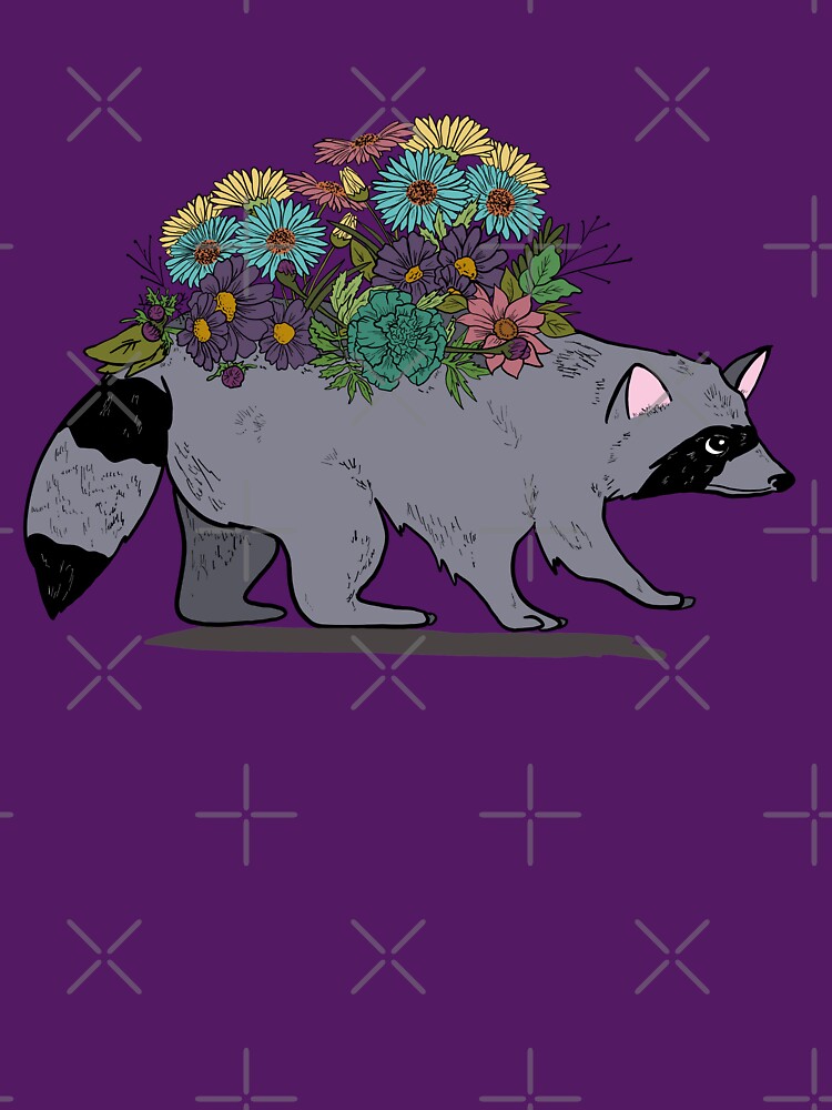 Raccoon with Wild Flowers, Trash Panda by ActuallytheDogs