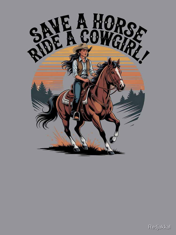 Save a Horse Ride a Cowgirl Shirt for Rodeo Lovers and Country Girls by Redjakkal