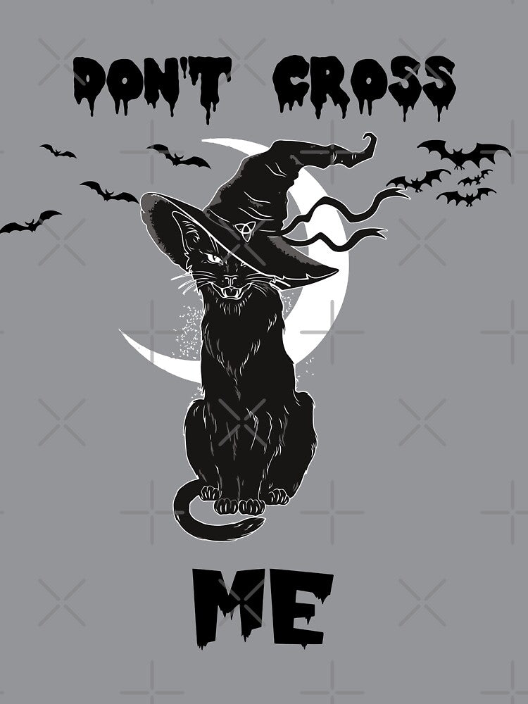 Scary Black Cat Don't Cross Me Funny Halloween by R&BApparel