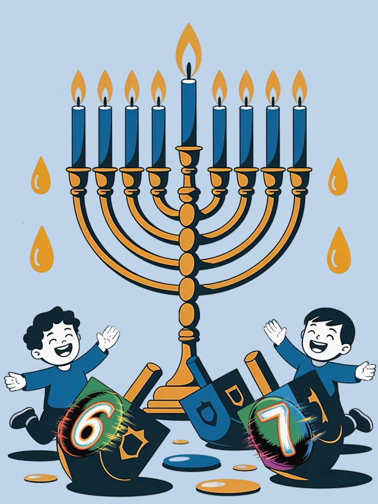 Happy Hanukkah 67 Fun – Dreidel 67 Illustration.  Cute Jewish Holiday Art by Tomasz  Siennicki