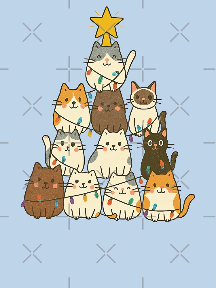 Cute Christmas Tree Cats Illustration by ArtfulWeave