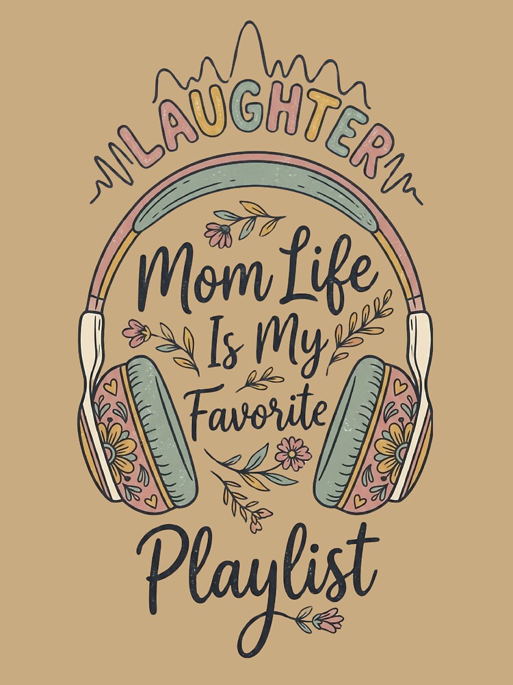 Mom Life Favorite Playlist Headphone Design by WearTheVibe Store