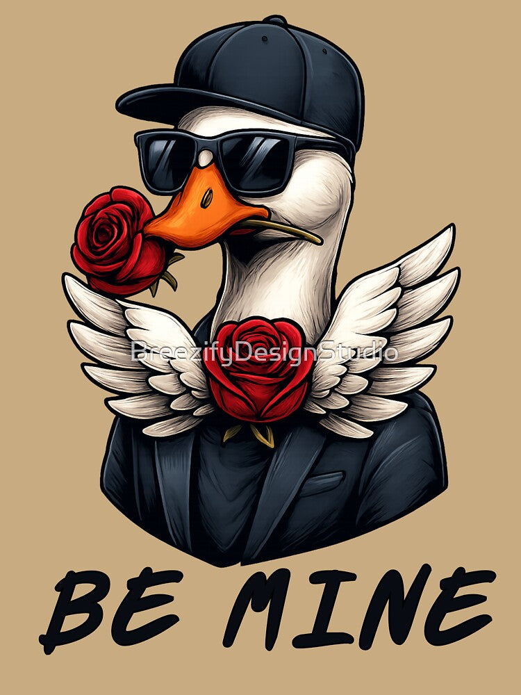 Romantic Duck with Rose – Funny Valentine’s Day Design by BreezifyDesignStudio