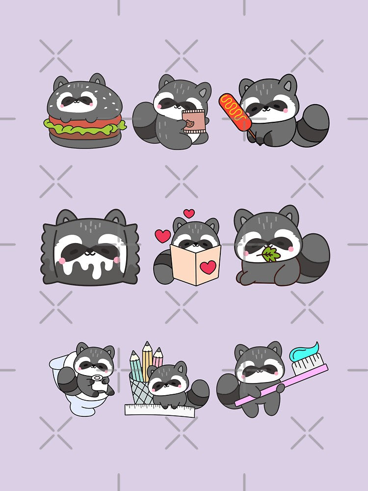 Cute Kawaii Raccoon Bundle by creativerooney