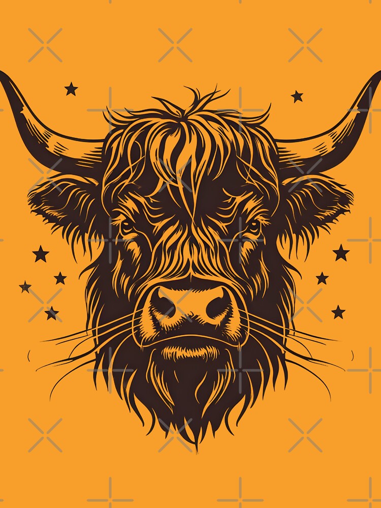 Highland cow in a retro pose by Metaverse8