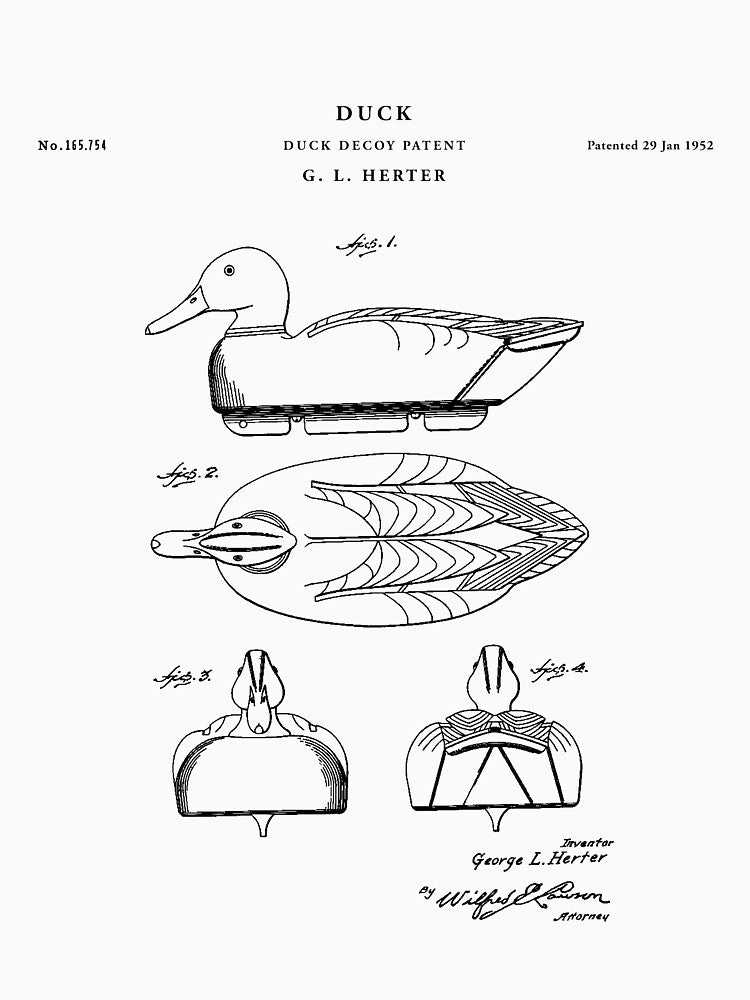 Duck Patent Drawing Blueprint by Vintago