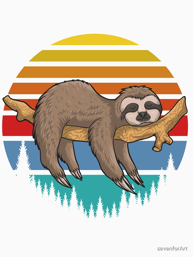 Lazzy Sloth Retro sunset by sevenforArt