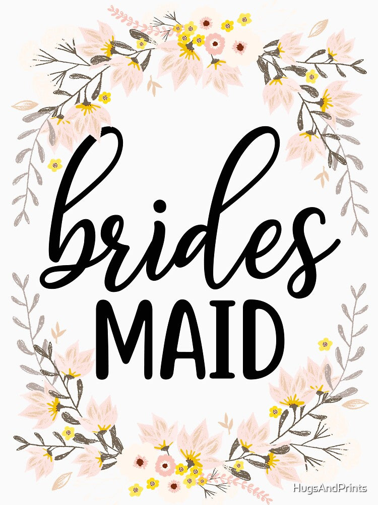 Bridesmaid - Pink and Yellow Floral Wreath by HugsAndPrints
