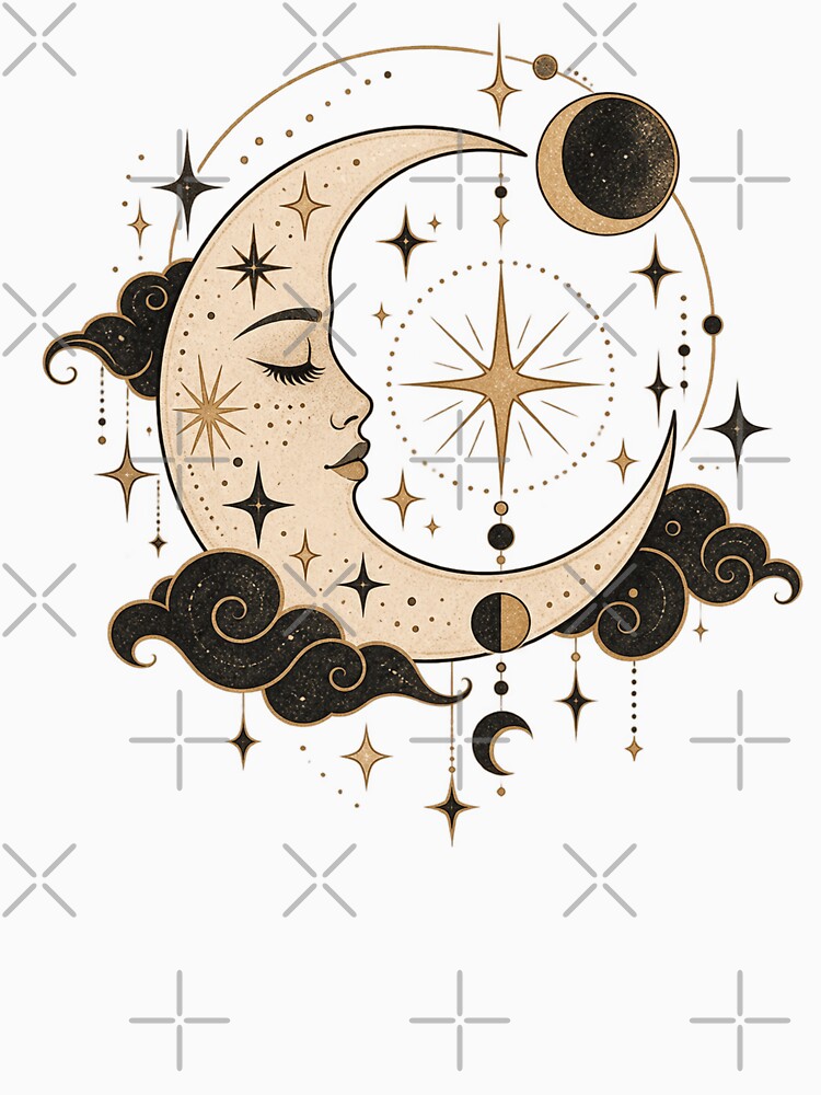 Celestial Moon & Stars – Vintage Cosmic Aesthetic Design by 1DreamerShop