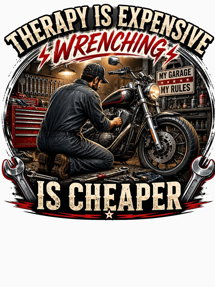 Therapy Is Expensive Wrenching Is Cheaper Funny Mechanic Vintage Shirt by Masloshop