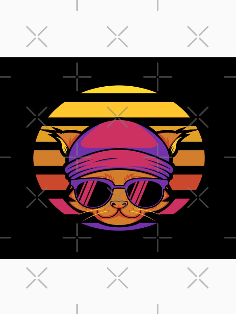 Cat Retro Sunset by leen12 Art Designs Prints