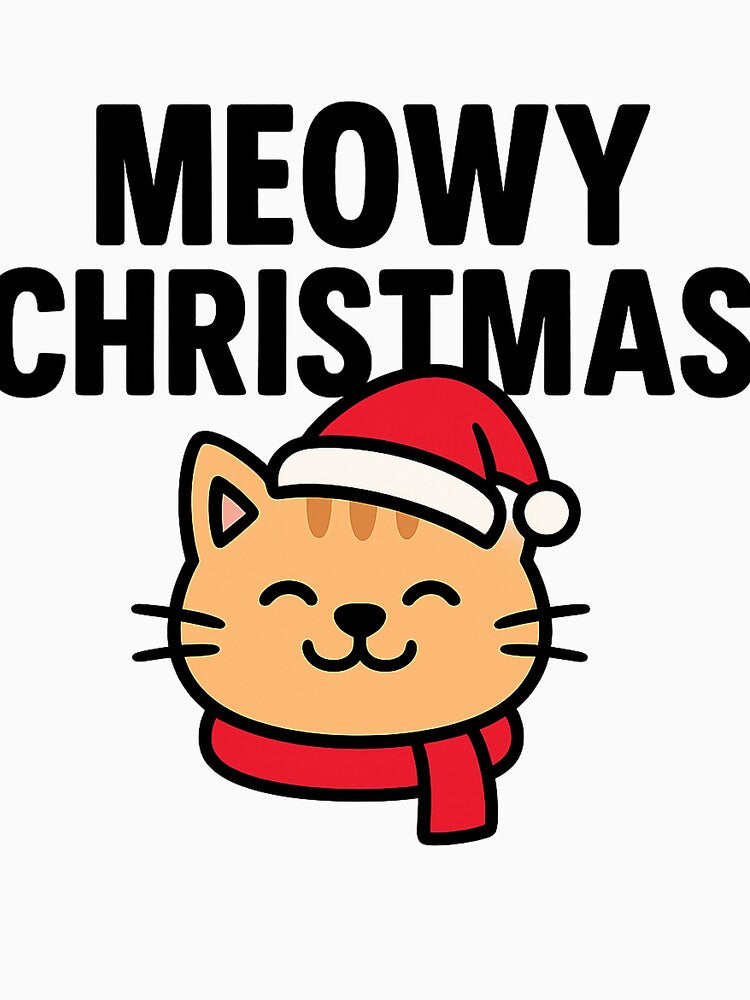 Meowy Christmas | Cute Cat in Santa Hat | Funny Holiday Pet Lover Design by StyleLap