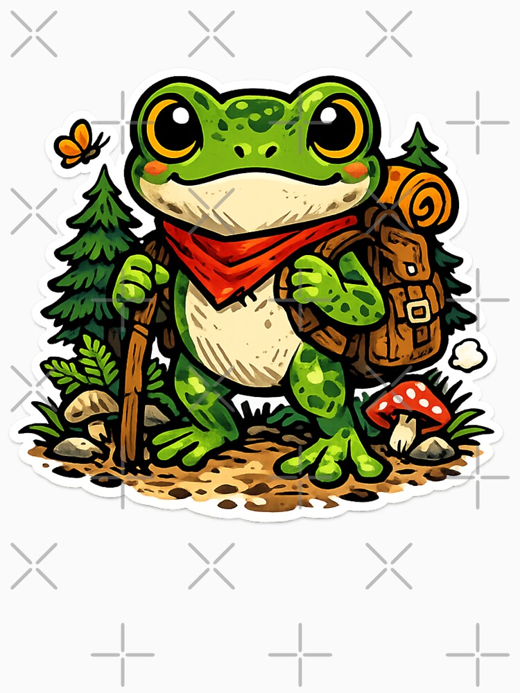 Adventure Frog Exploring Forest – Cute Backpack Frog Cottagecore Aesthetic by ArtsyExplorer