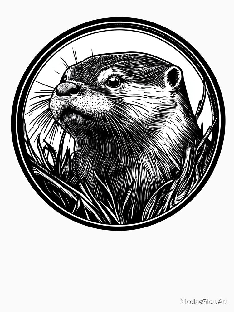 Black and White Otter by NicolasGlowArt