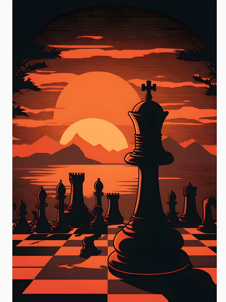 playing chess at sunset by R.L cases and stickers