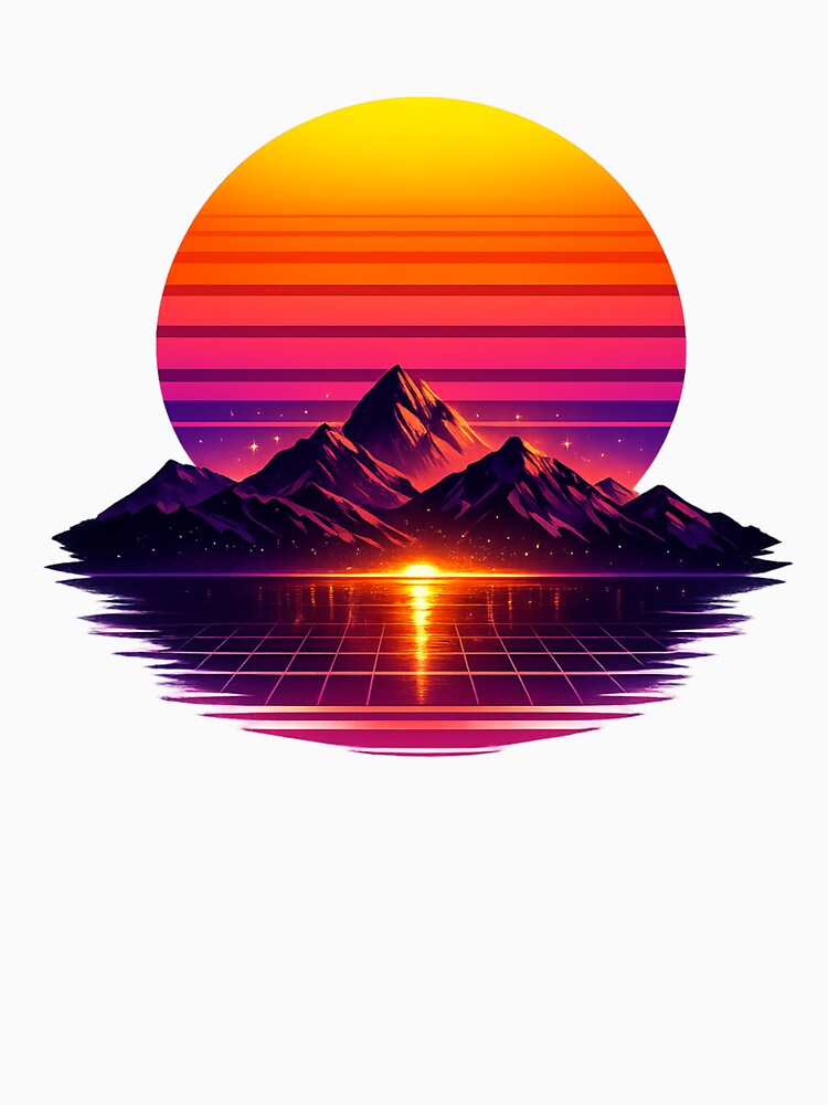 Retro Synthwave Sunset Mountain – 80s Vaporwave Retro Vintage Aesthetic by ArtWaveStudio8