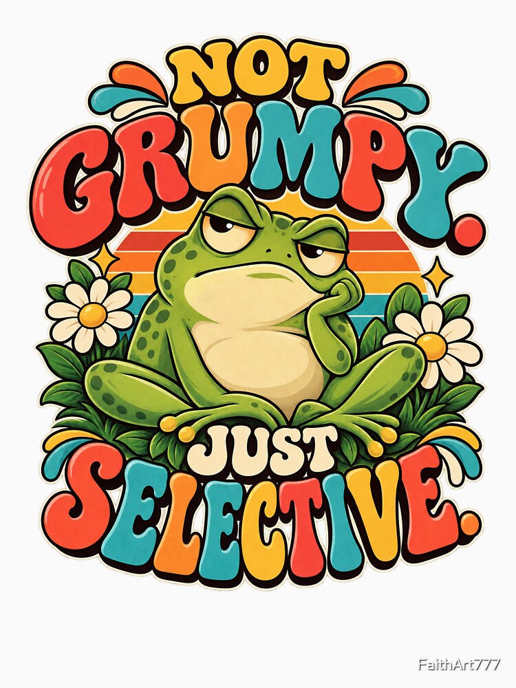 Not Grumpy Just Selective – Funny Retro Frog by FaithArt777