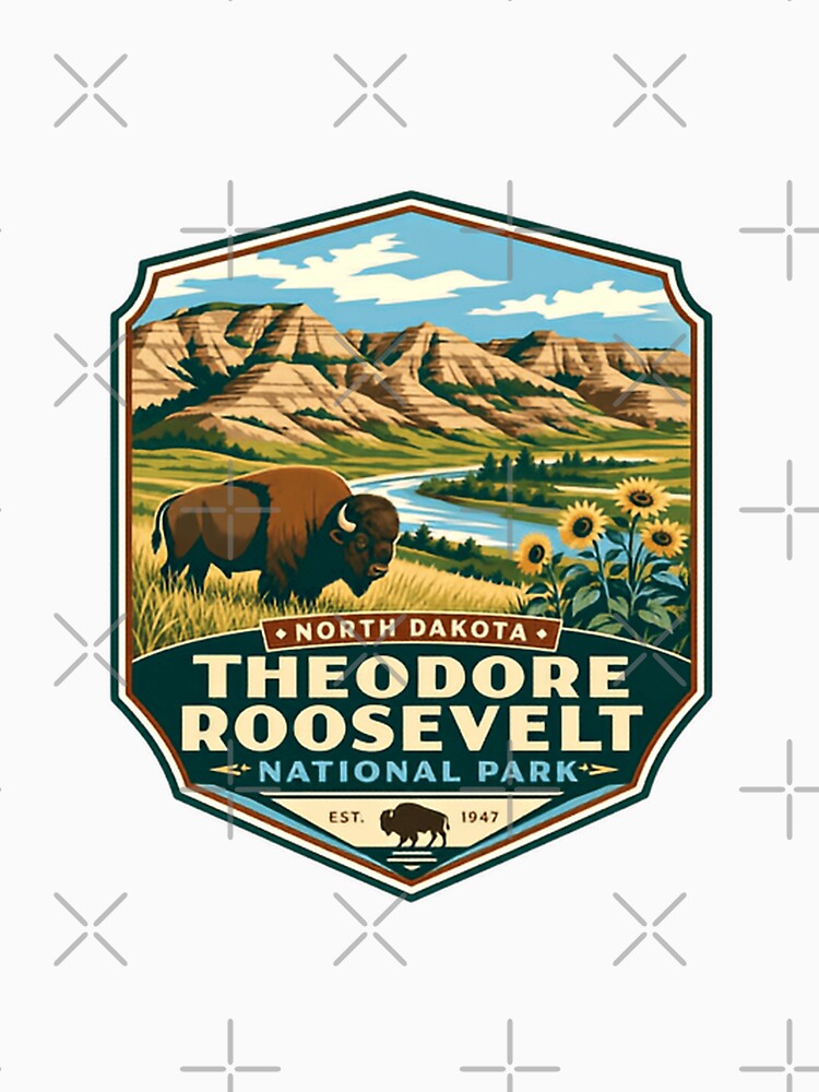 North Dakota Theodore Roosevelt National Park Bison Badlands Visitor Souvenir by Simsimah26Parks