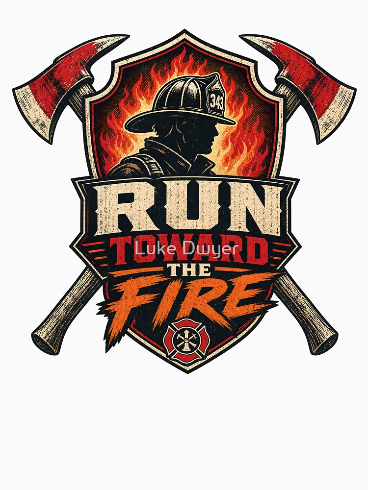 Firefighter Run Toward The Fire Motivational Slogan gift for Firefighter by LD ART