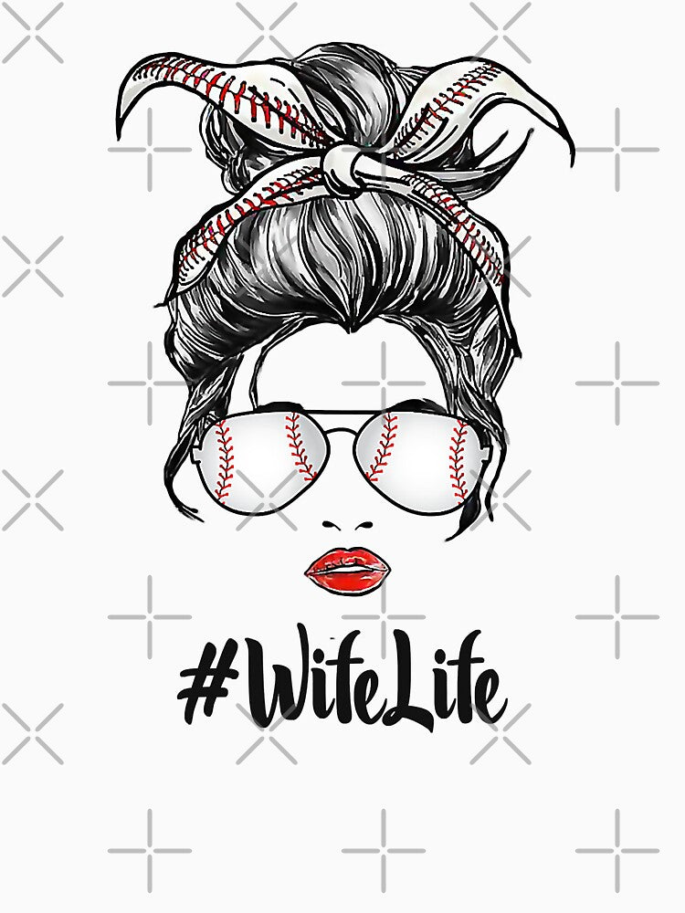 Baseball Wife Life Messy Bun Softball Wife Mother's Day by MichelSorour