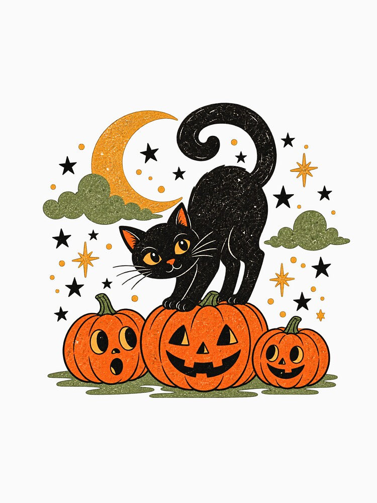 Halloween Black Cat 90s Vintage Spooky Season by LorenaVirex